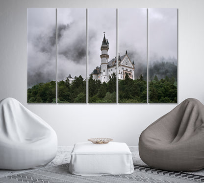 Neuschwanstein Castle on Foggy Day Canvas Print-Canvas Print-CetArt-1 Panel-24x16 inches-CetArt