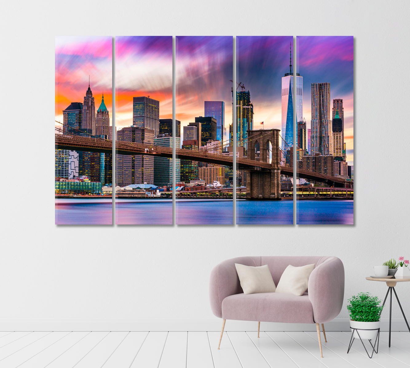 New York City Skyline with Brooklyn Bridge Canvas Print-Canvas Print-CetArt-1 Panel-24x16 inches-CetArt