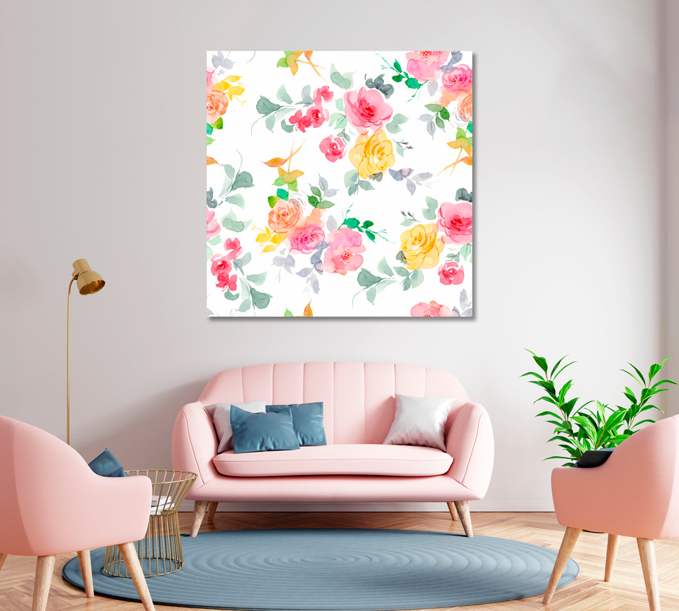 Pastel Abstract Roses Canvas Print-Canvas Print-CetArt-1 panel-12x12 inches-CetArt