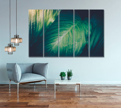Tropical Green Leaves Canvas Print-Canvas Print-CetArt-5 Panels-36x24 inches-CetArt