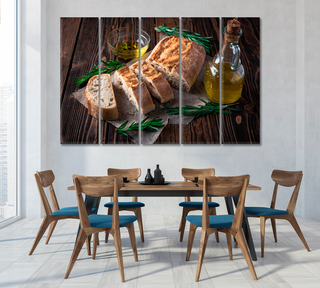 Sliced Italian Bread Ciabatta with Rosemary Canvas Print-Canvas Print-CetArt-1 Panel-24x16 inches-CetArt