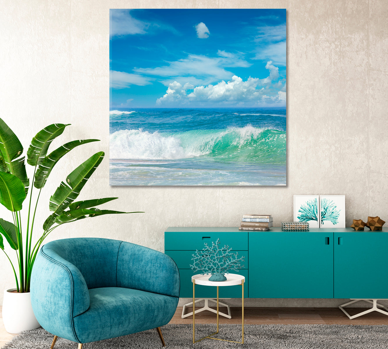 Sea Waves and Blue Sky Canvas Print-Canvas Print-CetArt-1 panel-12x12 inches-CetArt