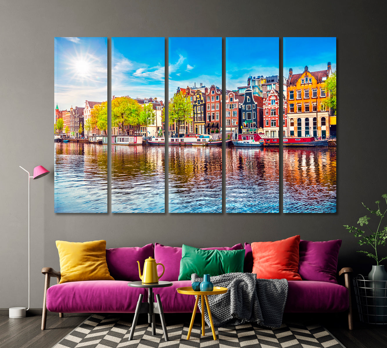 Colorful Houses Amsterdam Canvas Print-Canvas Print-CetArt-1 Panel-24x16 inches-CetArt