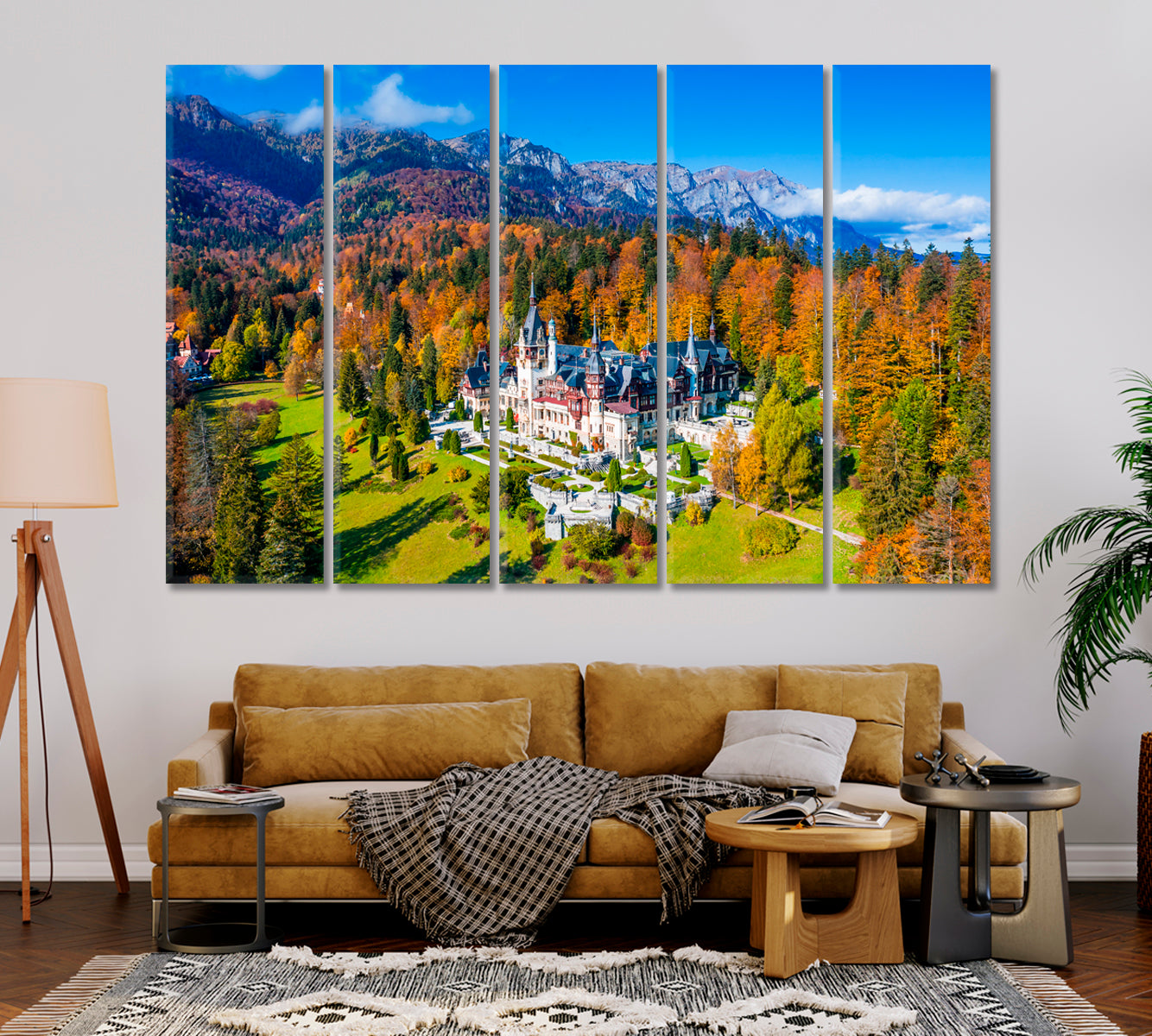 Peles Castle in Autumn Sinaia Romania Canvas Print-Canvas Print-CetArt-1 Panel-24x16 inches-CetArt