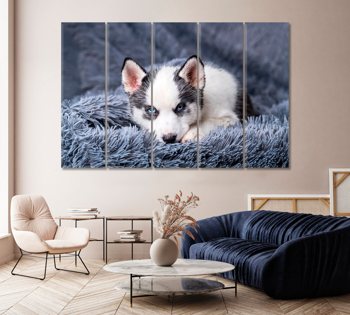 Cute Husky Puppy Canvas Print-Canvas Print-CetArt-1 Panel-24x16 inches-CetArt