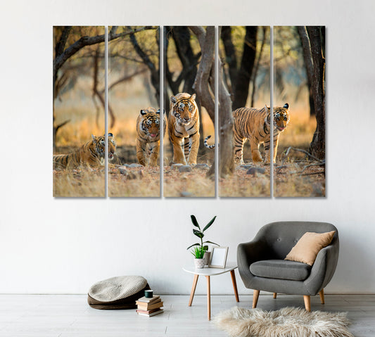 Tiger Family at Ranthambore National Park India Canvas Print-Canvas Print-CetArt-1 Panel-24x16 inches-CetArt