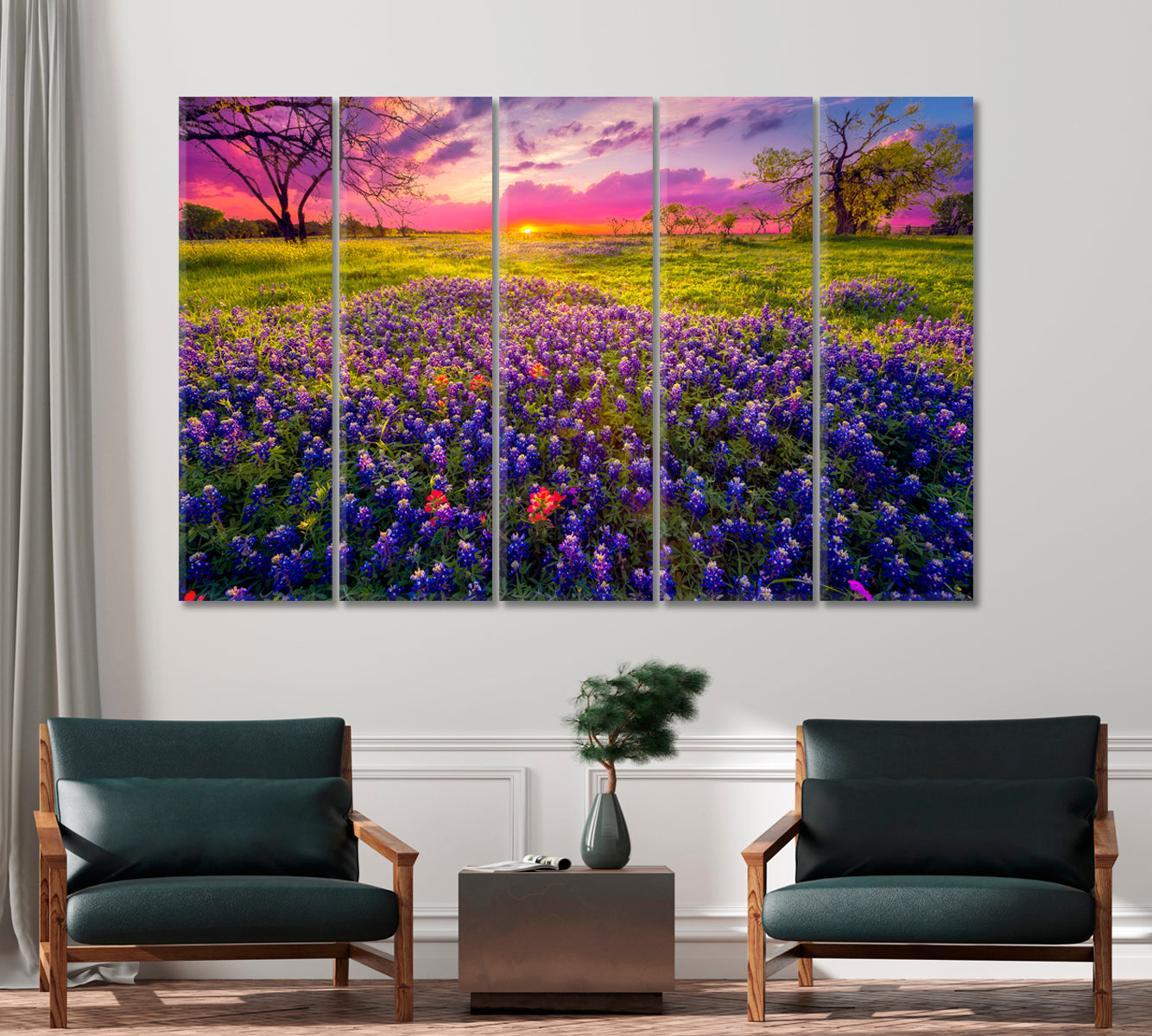 Bluebonnet Fields at Sunset Texas USA Canvas Print-Canvas Print-CetArt-1 Panel-24x16 inches-CetArt