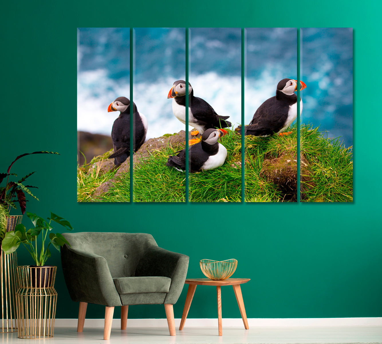 Puffins of Faroe Islands Denmark Canvas Print-Canvas Print-CetArt-1 Panel-24x16 inches-CetArt