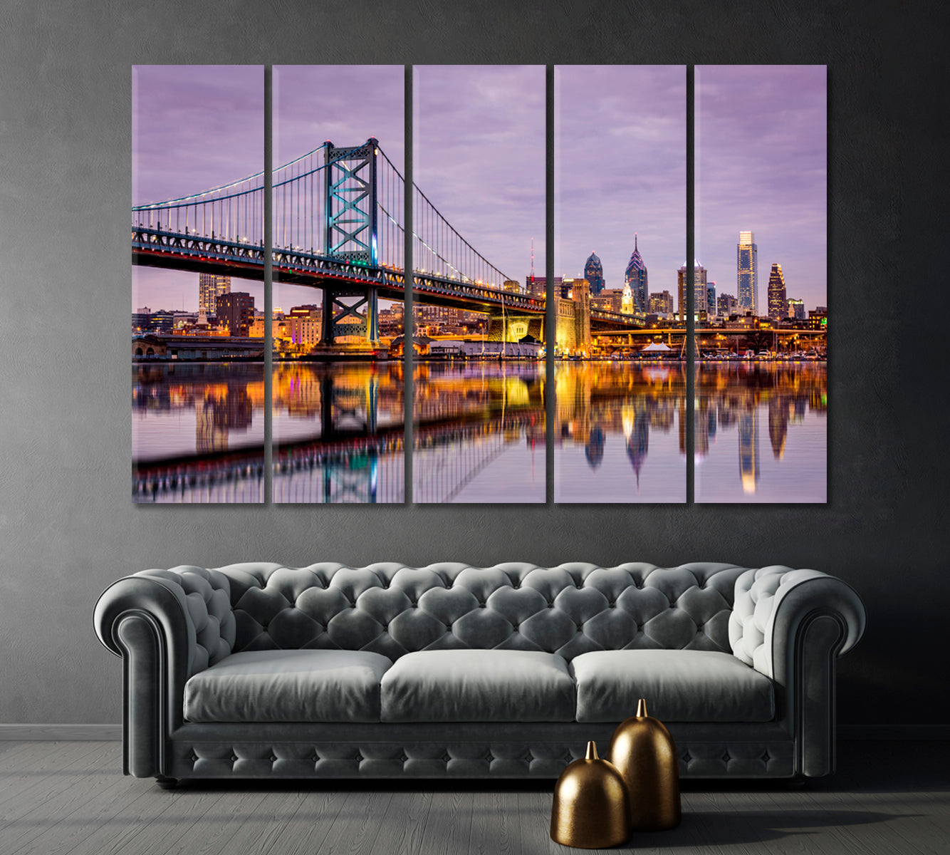 Ben Franklin Bridge and Philadelphia Skyline Canvas Print-Canvas Print-CetArt-1 Panel-24x16 inches-CetArt