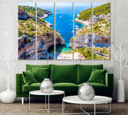 Stiniva Beach Island of Vis Croatia Canvas Print-Canvas Print-CetArt-1 Panel-24x16 inches-CetArt