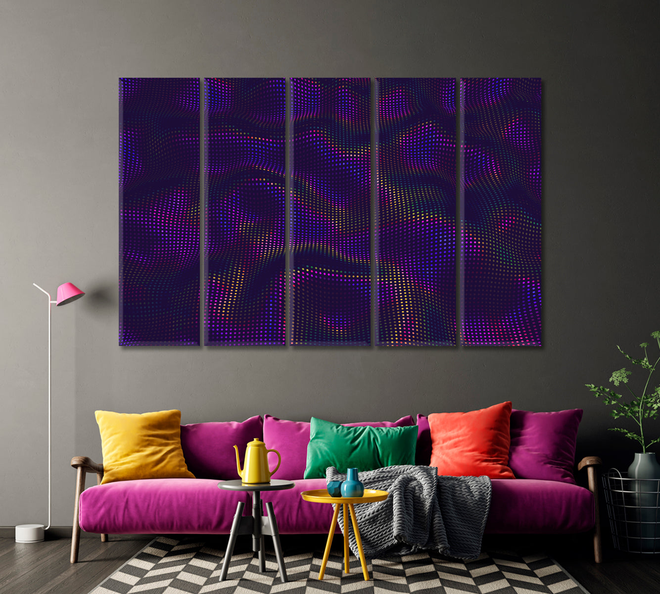 Holographic Iridescent Abstract Waves Canvas Print-Canvas Print-CetArt-1 Panel-24x16 inches-CetArt