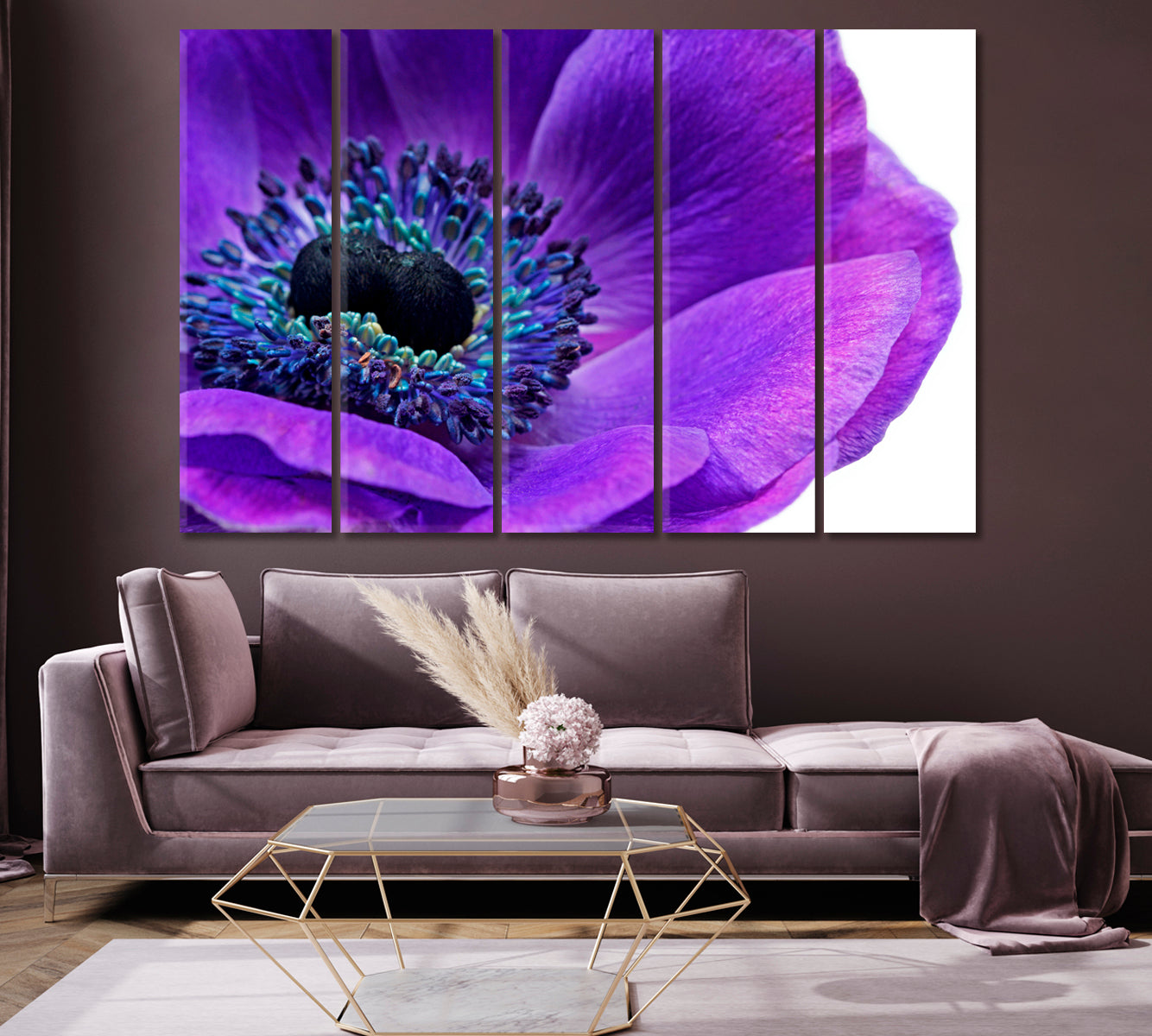 Ultra Violet Anemone Flower Canvas Print-Canvas Print-CetArt-1 Panel-24x16 inches-CetArt