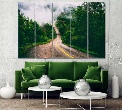 Foggy Mountain Road Canvas Print-Canvas Print-CetArt-1 Panel-24x16 inches-CetArt