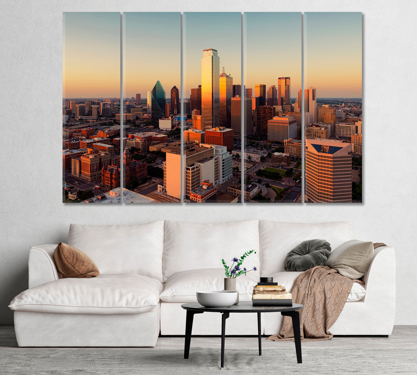 Dallas Cityscape at Sunset USA Canvas Print-Canvas Print-CetArt-1 Panel-24x16 inches-CetArt