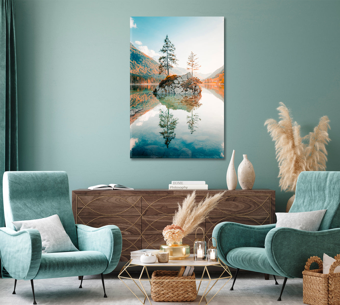 Beautiful Lake Hintersee at Sunset Berchtesgaden Bavaria Germany Canvas Print-Canvas Print-CetArt-1 panel-16x24 inches-CetArt