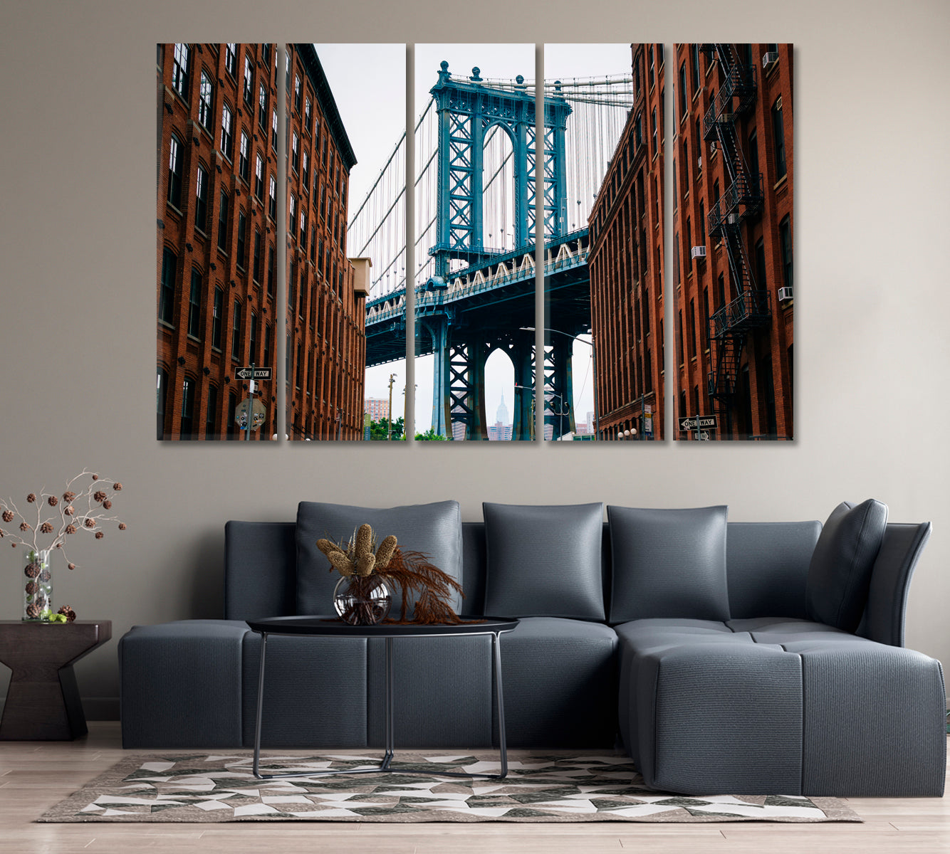 Washington Street and Manhattan Bridge Brooklyn New York Canvas Print-Canvas Print-CetArt-1 Panel-24x16 inches-CetArt
