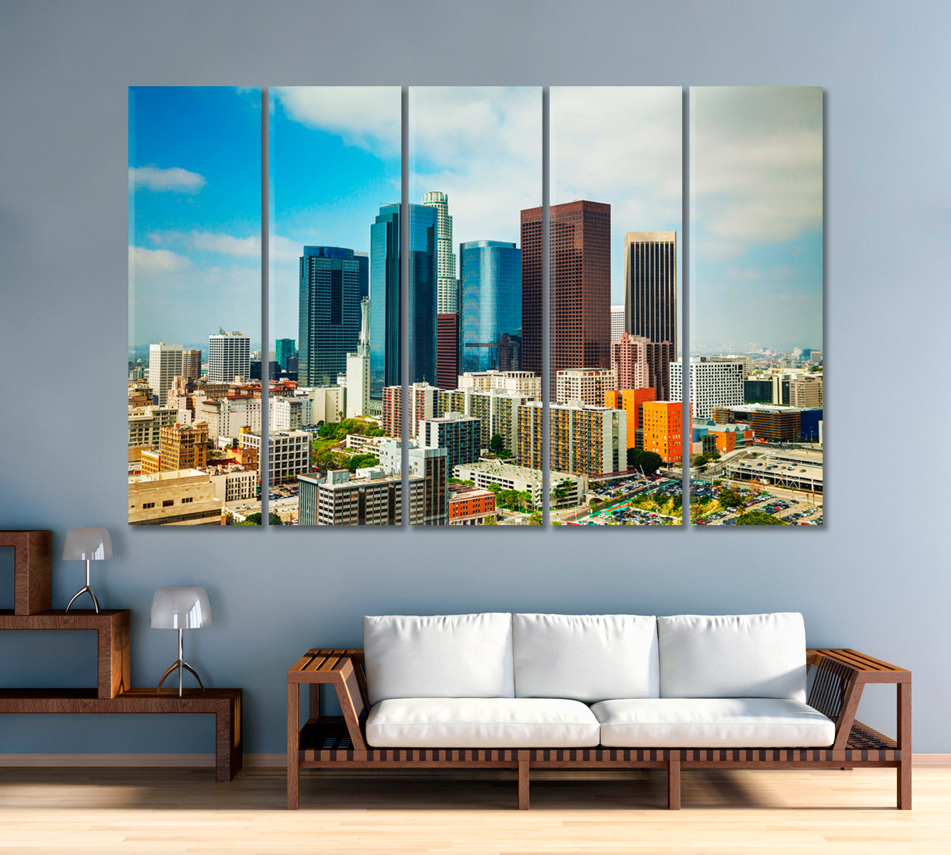 Los Angeles Cityscape on Sunny Day Canvas Print-Canvas Print-CetArt-1 Panel-24x16 inches-CetArt