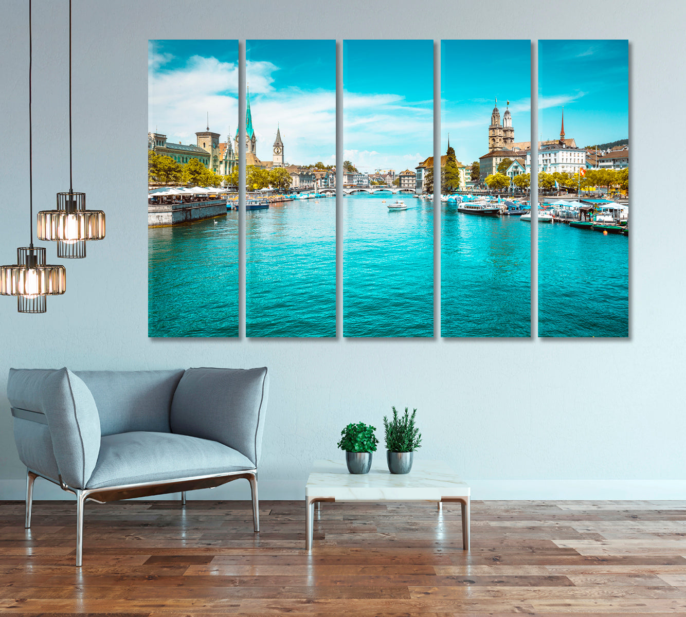 Zurich City with Famous Limmat River Switzerland Canvas Print-Canvas Print-CetArt-1 Panel-24x16 inches-CetArt