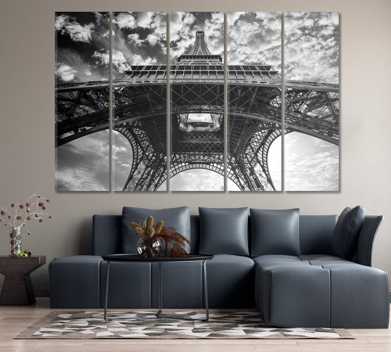 Eiffel Tower in Black White Canvas Print-Canvas Print-CetArt-1 Panel-24x16 inches-CetArt