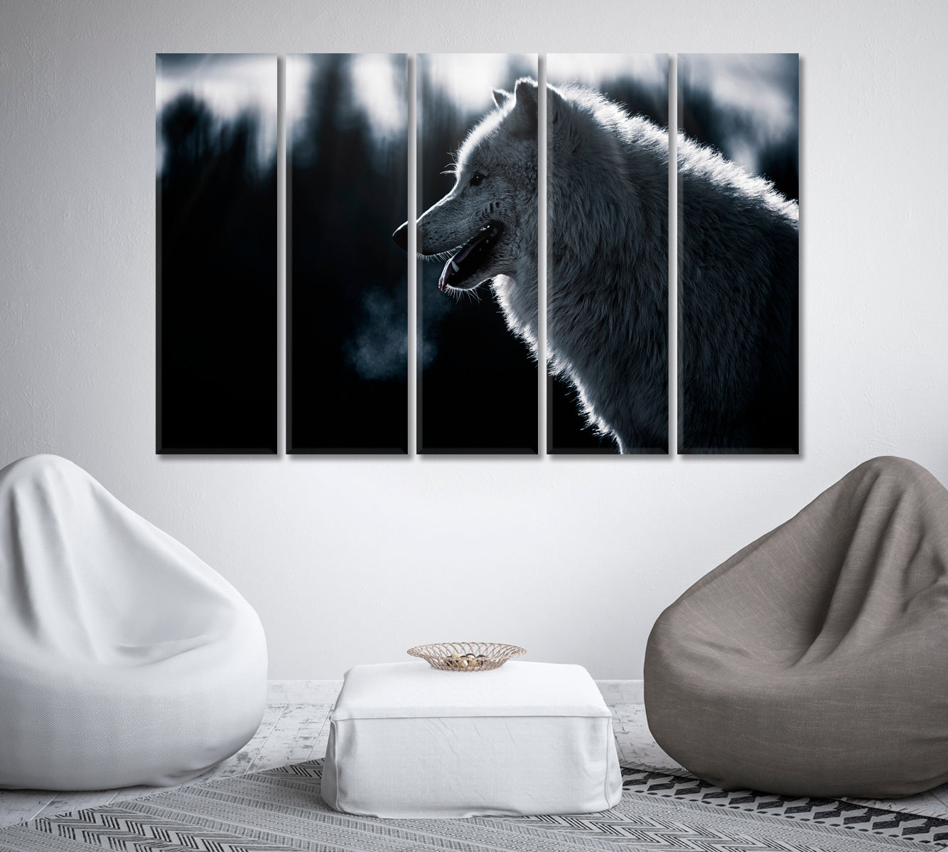 Arctic Wolf in Forest Canvas Print-Canvas Print-CetArt-1 Panel-24x16 inches-CetArt