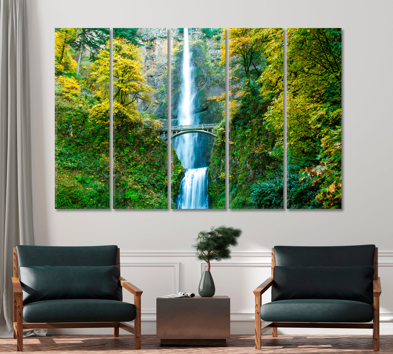 Multnomah Falls in Autumn Columbia River Portland Oregon Canvas Print-Canvas Print-CetArt-1 Panel-24x16 inches-CetArt