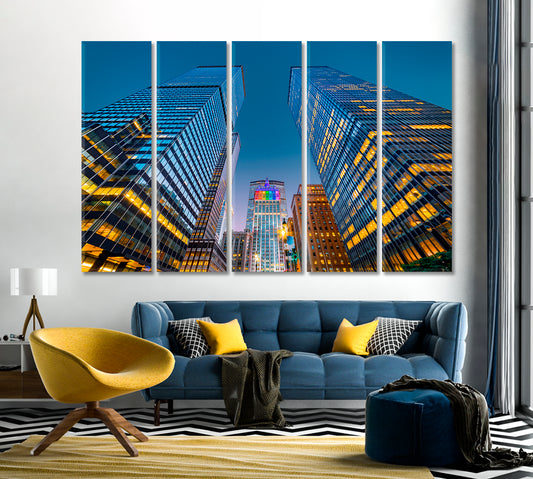 New York Skyscrapers at Dusk Canvas Print-Canvas Print-CetArt-1 Panel-24x16 inches-CetArt