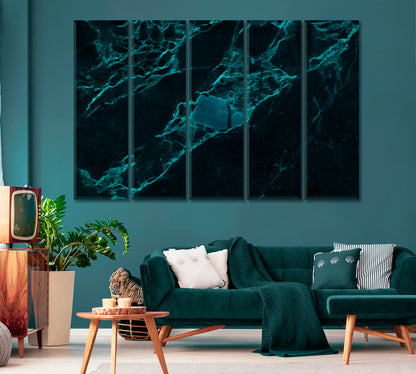 Dark Green Marble Abstraction Canvas Print-Canvas Print-CetArt-5 Panels-36x24 inches-CetArt
