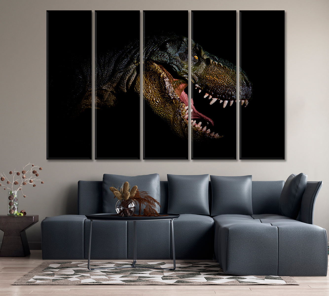 Dinosaur Head in the Dark Canvas Print-Canvas Print-CetArt-1 Panel-24x16 inches-CetArt