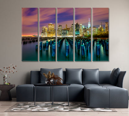 Big City Lights Manhattan Canvas Print-Canvas Print-CetArt-1 Panel-24x16 inches-CetArt