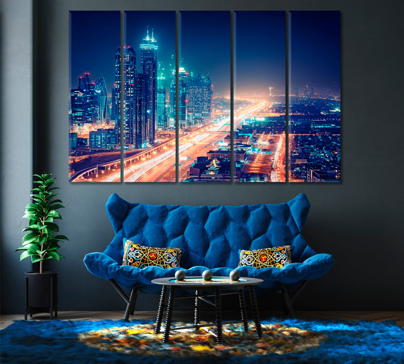 Breathtaking Night View of Modern Buildings Dubai Canvas Print-Canvas Print-CetArt-1 Panel-24x16 inches-CetArt