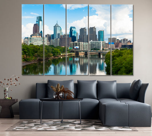 Skyline view of Philadelphia Pennsylvania USA Canvas Print-Canvas Print-CetArt-1 Panel-24x16 inches-CetArt