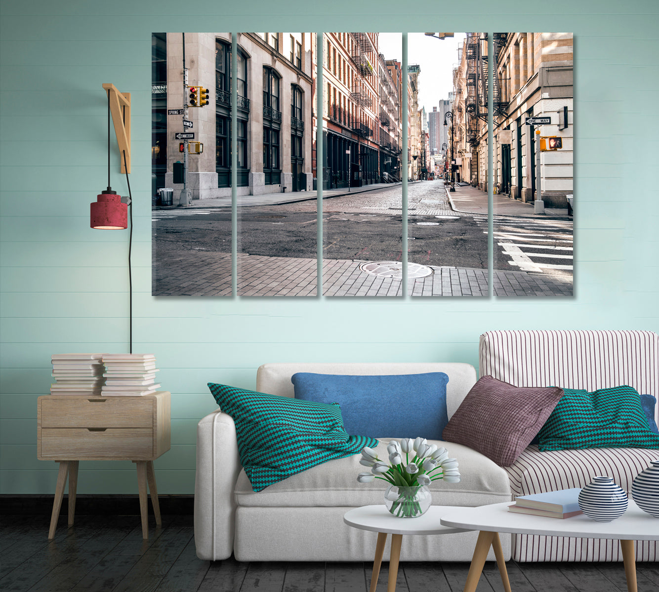 Street Soho District Manhattan New York Canvas Print-Canvas Print-CetArt-5 Panels-36x24 inches-CetArt