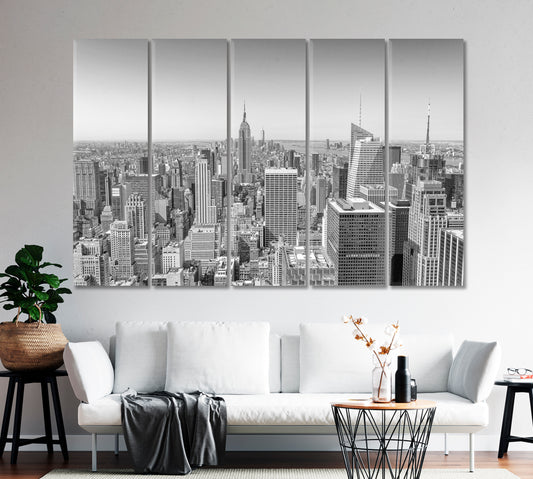 Midtown Skyscrapers New York in Black White Canvas Print-Canvas Print-CetArt-1 Panel-24x16 inches-CetArt