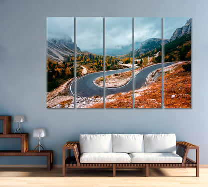 Winding Mountains Road of Lavaredo in Tre Cime di Lavaredo National Park Dolomite Alps Canvas Print-Canvas Print-CetArt-1 Panel-24x16 inches-CetArt