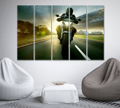 Biker Ride Motorcycle Canvas Print-Canvas Print-CetArt-1 Panel-24x16 inches-CetArt