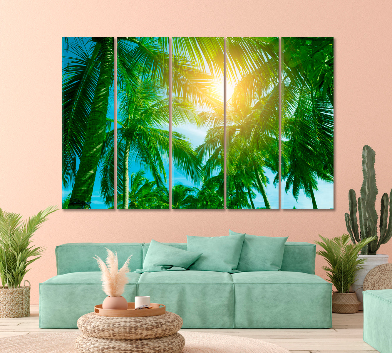 Sun's Rays Through the Palm Trees Canvas Print-Canvas Print-CetArt-1 Panel-24x16 inches-CetArt