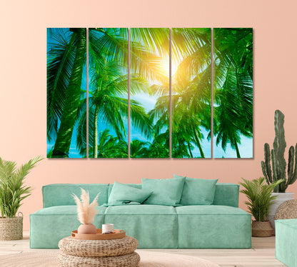 Sun's Rays Through the Palm Trees Canvas Print-Canvas Print-CetArt-1 Panel-24x16 inches-CetArt