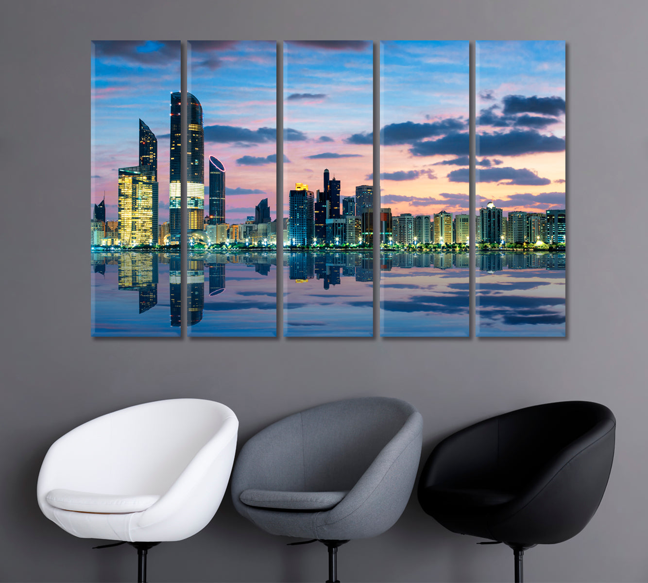 View of Abu Dhabi Skyline at Sunset UAE Canvas Print-Canvas Print-CetArt-1 Panel-24x16 inches-CetArt