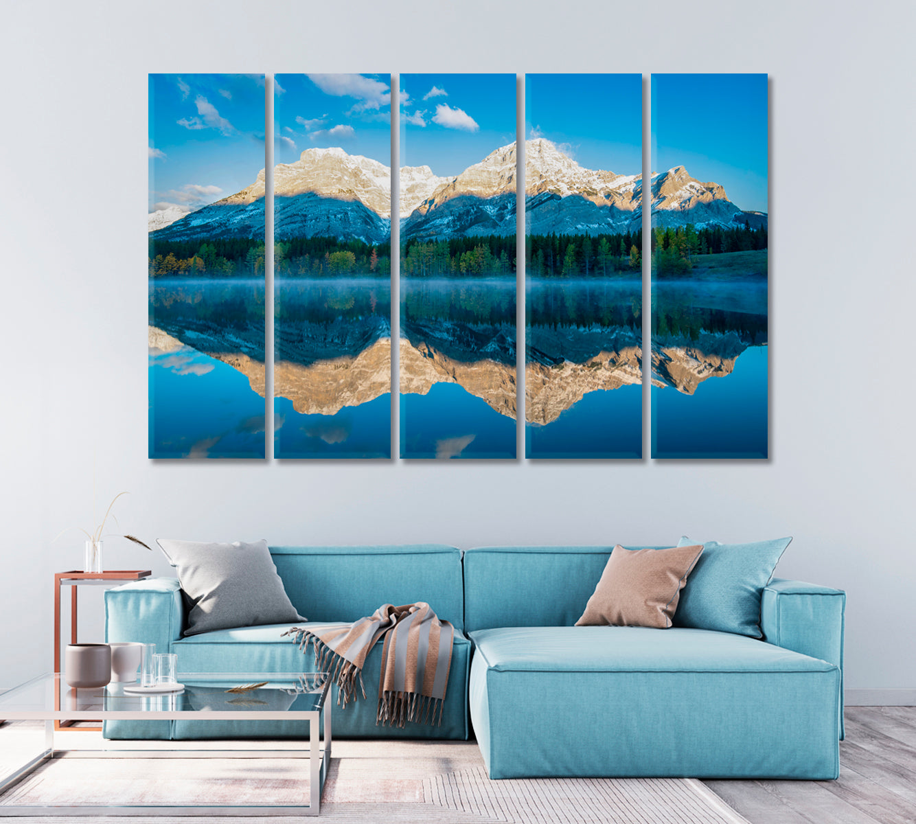 Wedge Pond with Mountain Reflection Alberta Canvas Print-Canvas Print-CetArt-1 Panel-24x16 inches-CetArt