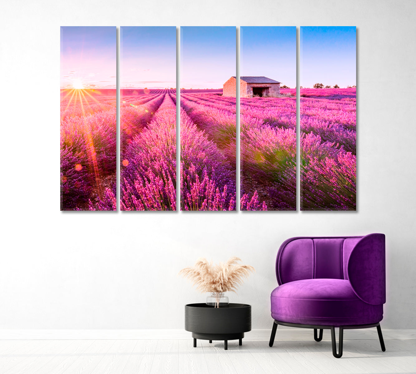 Valensole Lavender Fields on Summer Day Provence France Canvas Print-Canvas Print-CetArt-1 Panel-24x16 inches-CetArt