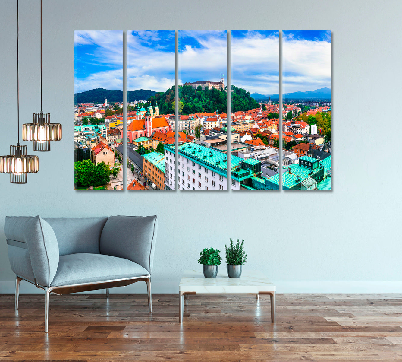 Castle and Old Town Ljubljana Slovenia Canvas Print-Canvas Print-CetArt-1 Panel-24x16 inches-CetArt