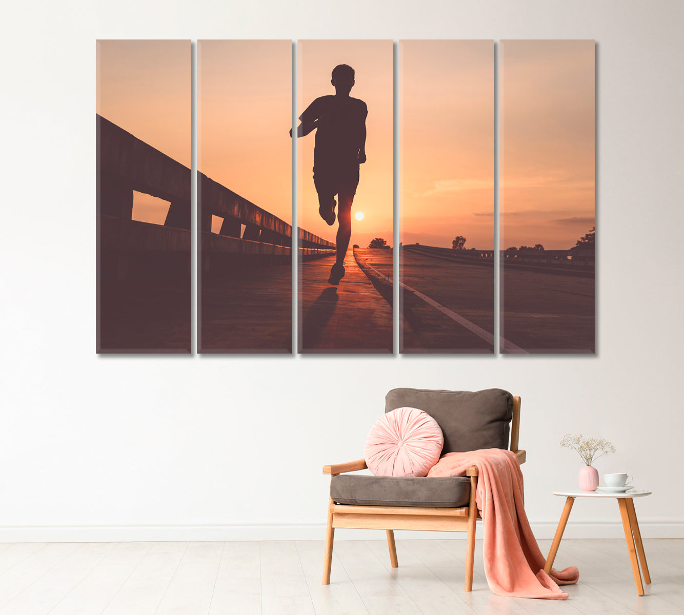 Running Athlete Outdoors in Sunset Canvas Print-Canvas Print-CetArt-1 Panel-24x16 inches-CetArt