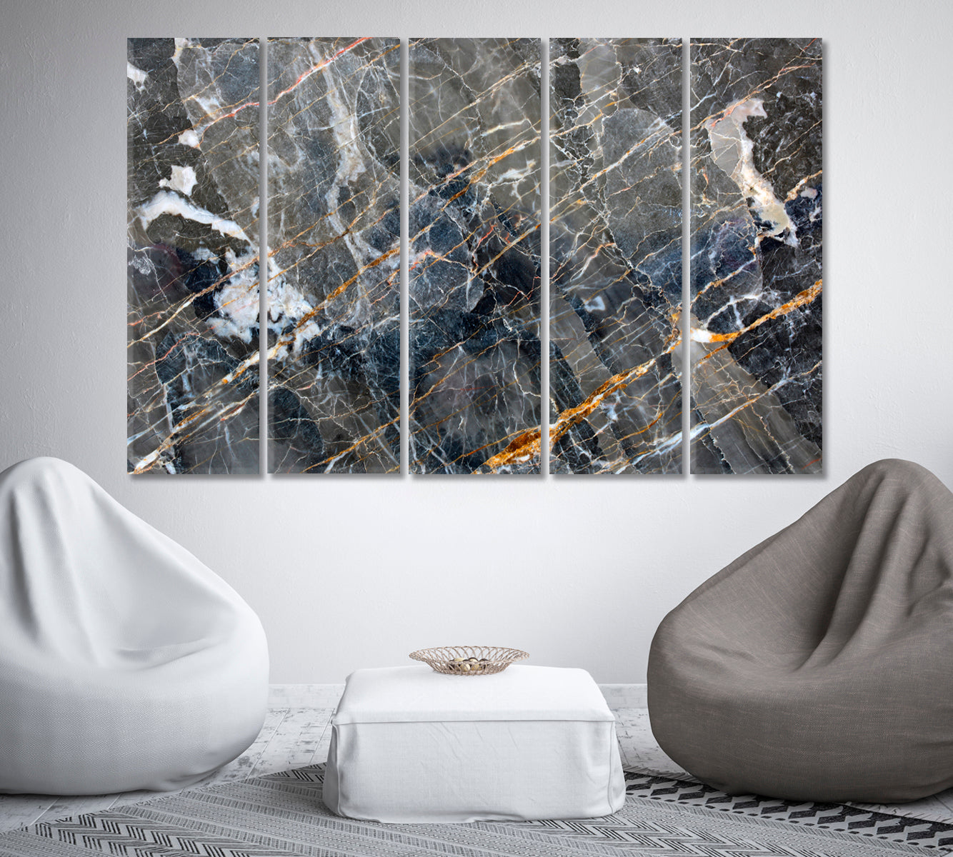 Natural Marble with White and Gold Pattern Canvas Print-Canvas Print-CetArt-1 Panel-24x16 inches-CetArt