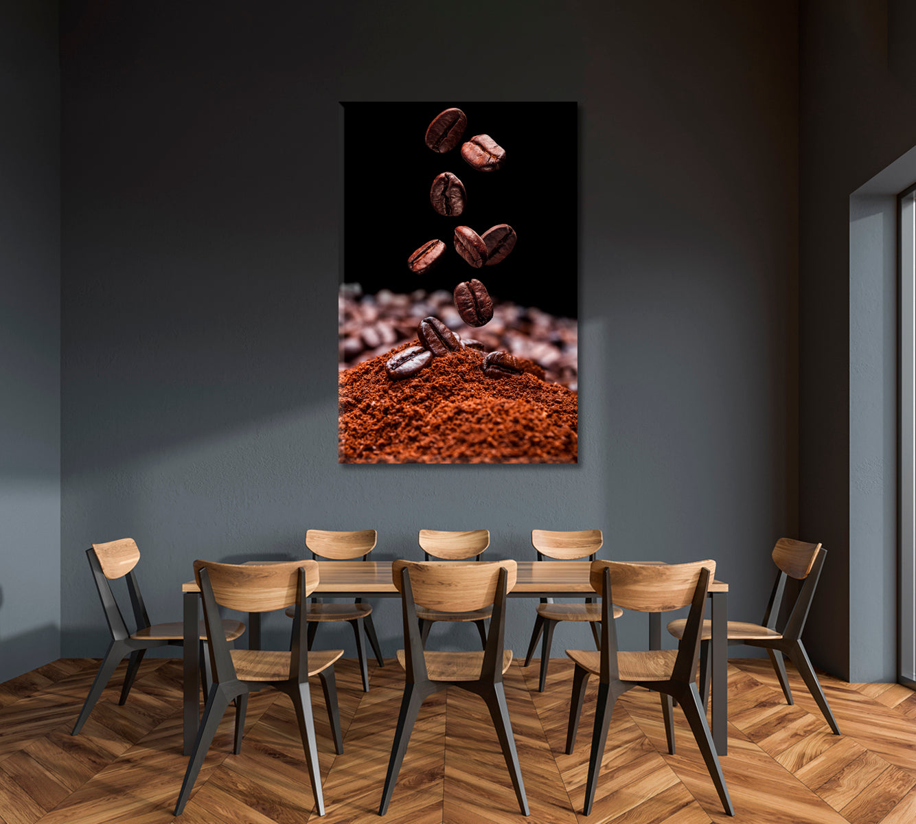 Coffee Beans Falling Canvas Print-Canvas Print-CetArt-1 panel-16x24 inches-CetArt