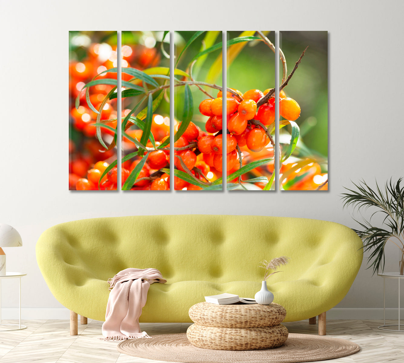 Branch of Ripe Sea Buckthorn Berries Canvas Print-Canvas Print-CetArt-1 Panel-24x16 inches-CetArt