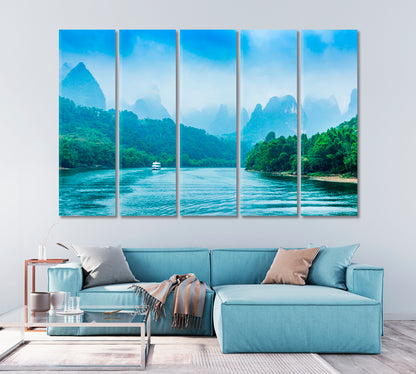 Mountain Landscape with River China Canvas Print-Canvas Print-CetArt-1 Panel-24x16 inches-CetArt