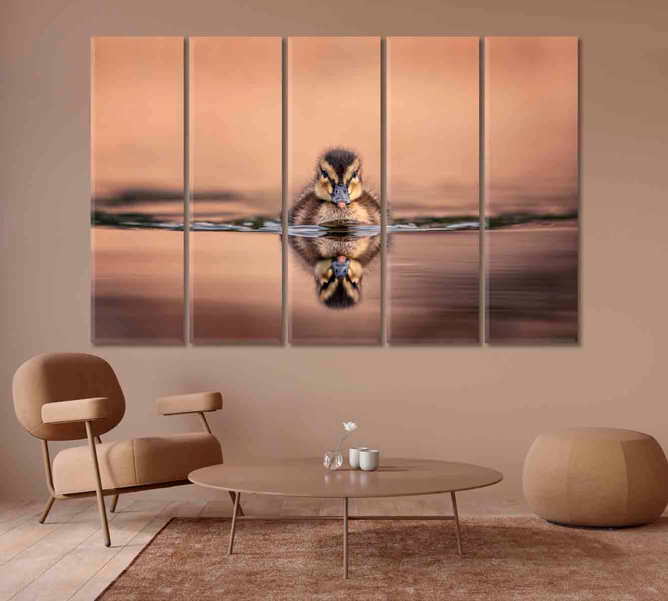 Amazing View Cute Duckling On Lake Canvas Print-Canvas Print-CetArt-1 Panel-24x16 inches-CetArt