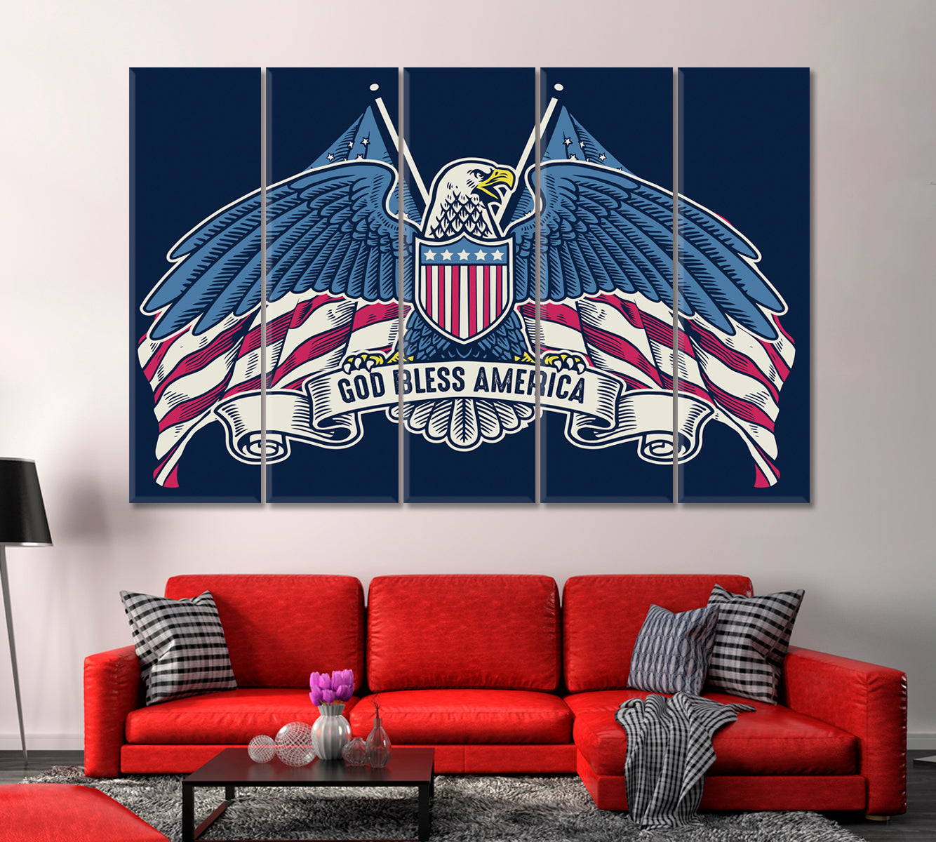 Abstract American Flag with Eagle Canvas Print-Canvas Print-CetArt-1 Panel-24x16 inches-CetArt