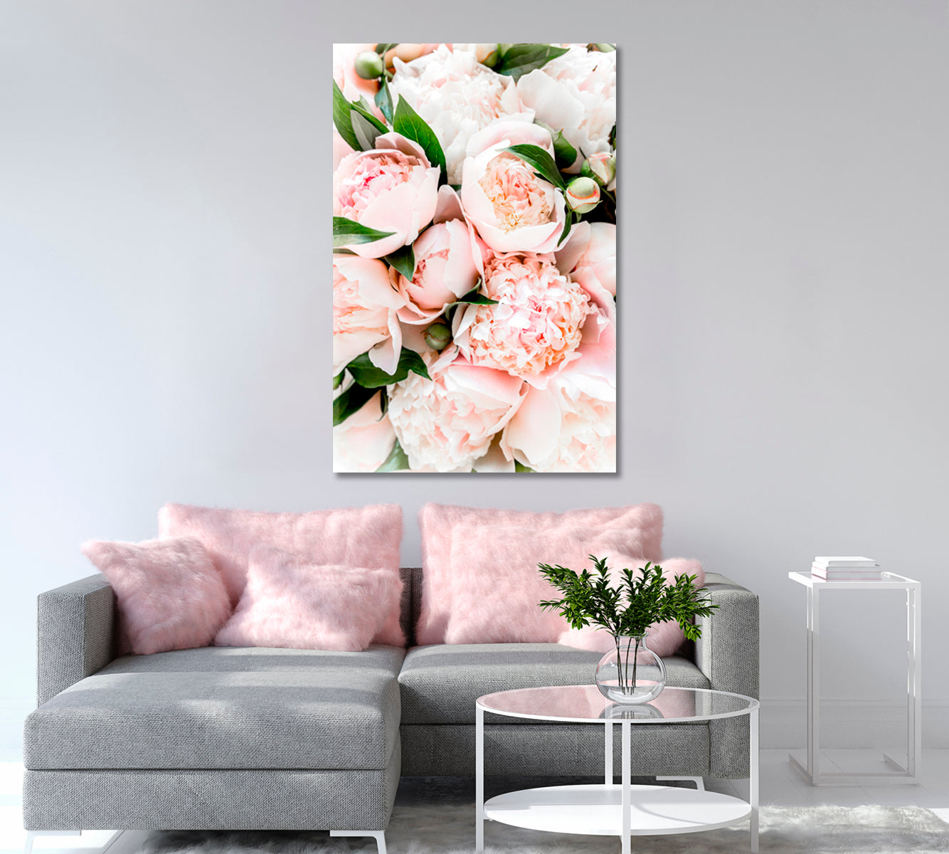 Bouquet Pink Peonies Canvas Print-Canvas Print-CetArt-1 panel-16x24 inches-CetArt