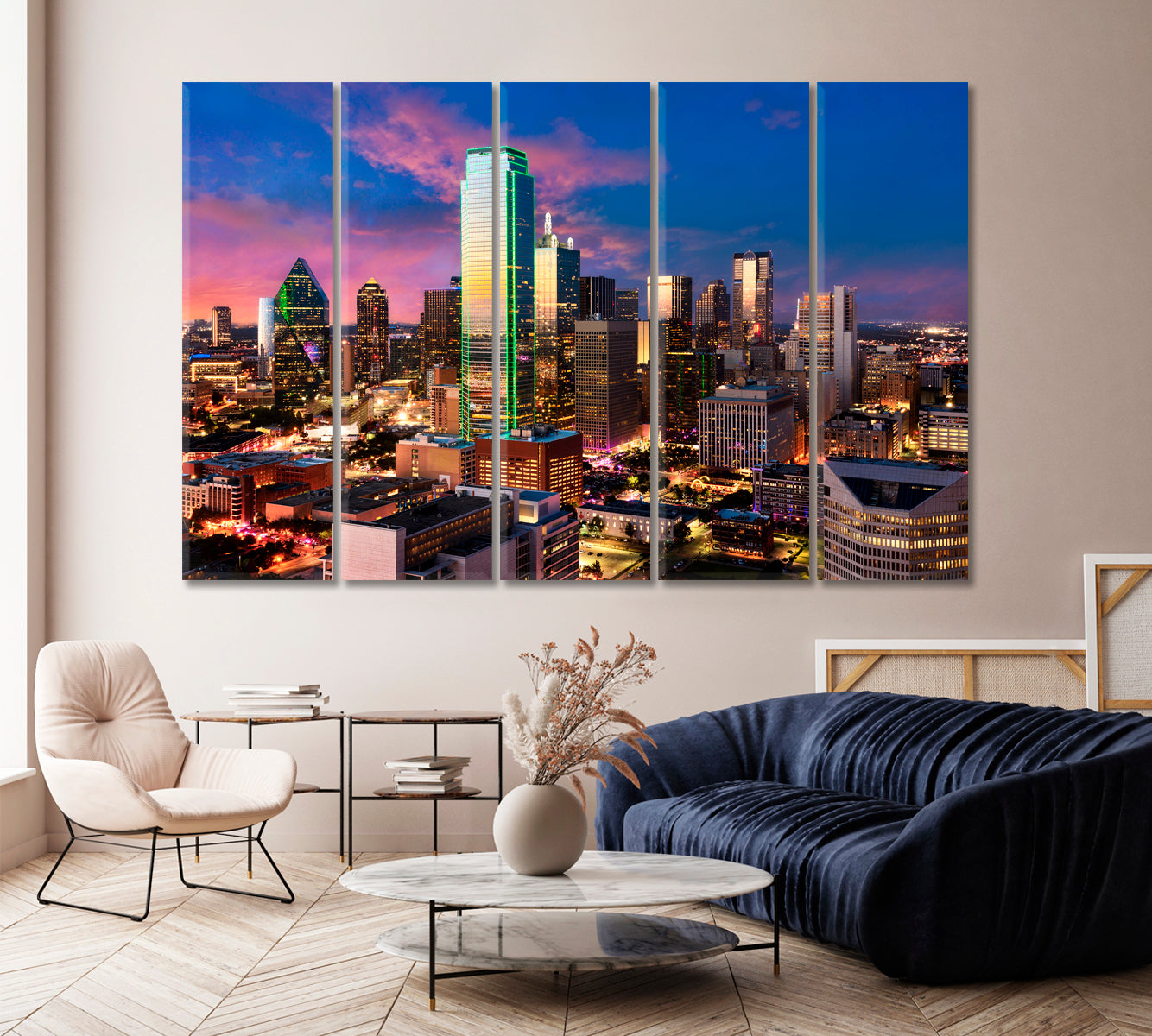 Beautiful Dallas City Skyline Texas Canvas Print-Canvas Print-CetArt-1 Panel-24x16 inches-CetArt